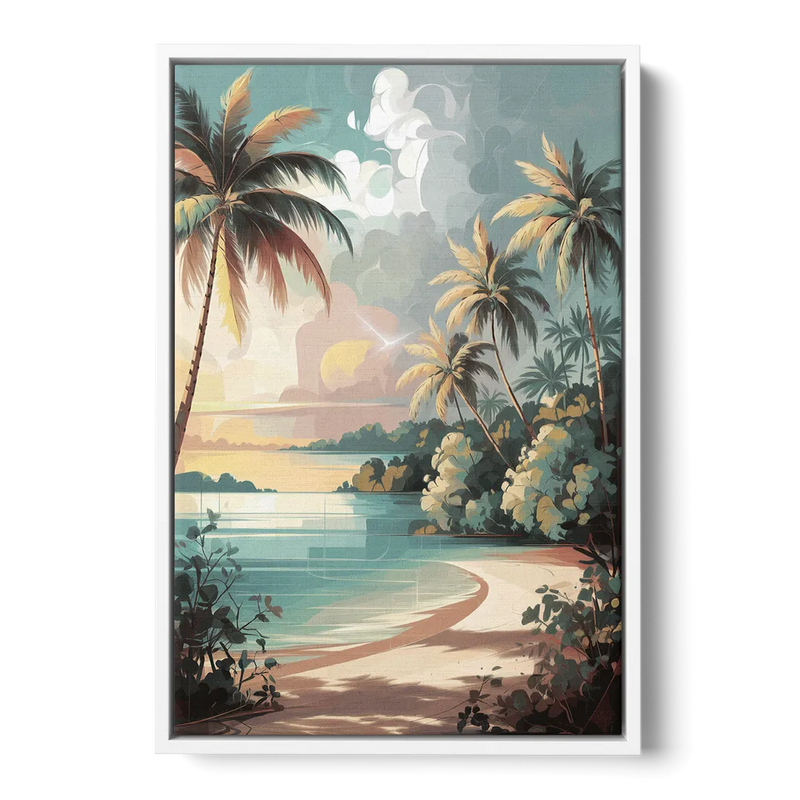 Key West Palm Tree Serenity Front - White Canvas Wall Art