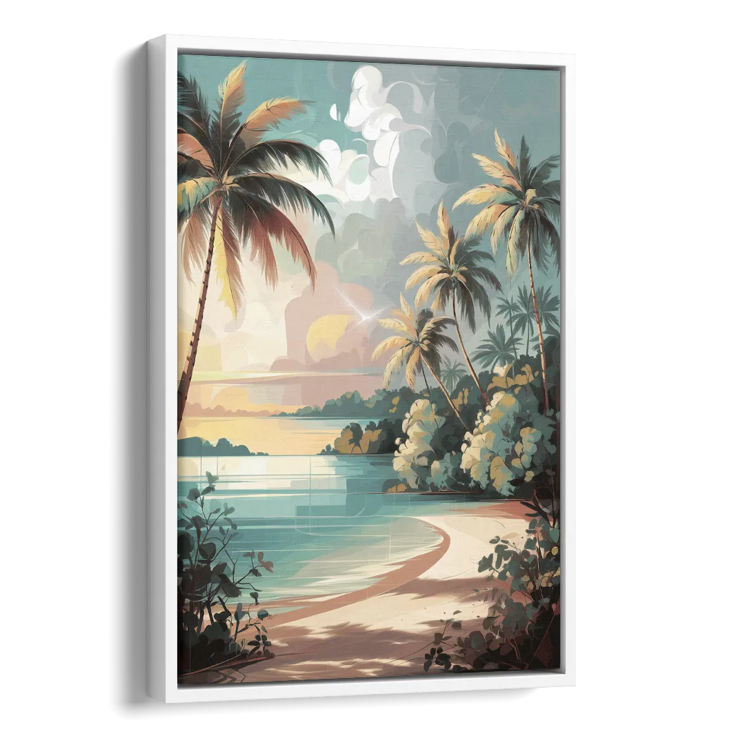 Key West Palm Tree Serenity Side - White Canvas Wall Art