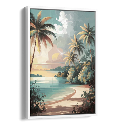 Key West Palm Tree Serenity Side - White Canvas Wall Art