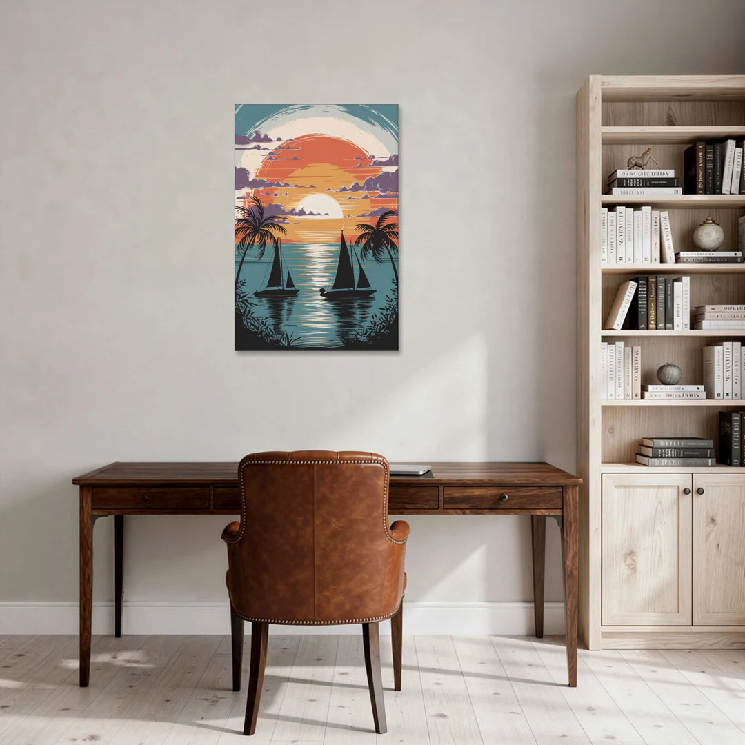Key West Sunset Over Water - Canvas Wall Art - Office - 24x36