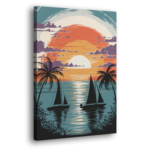 Key West Sunset Over Water - Canvas Wall Art - Side