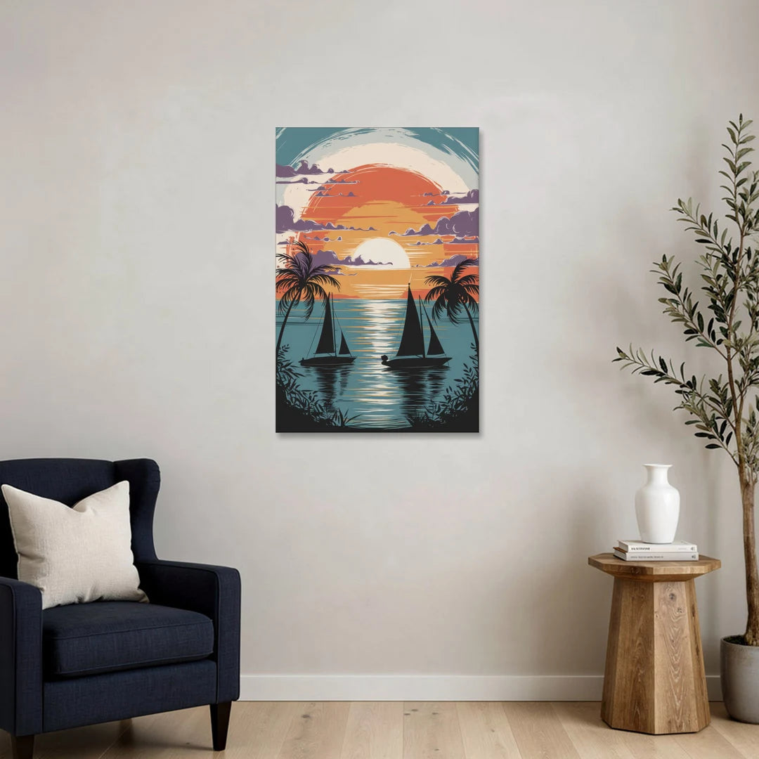 Key West Sunset Over Water - Canvas Wall Art - Sofa - 24x36