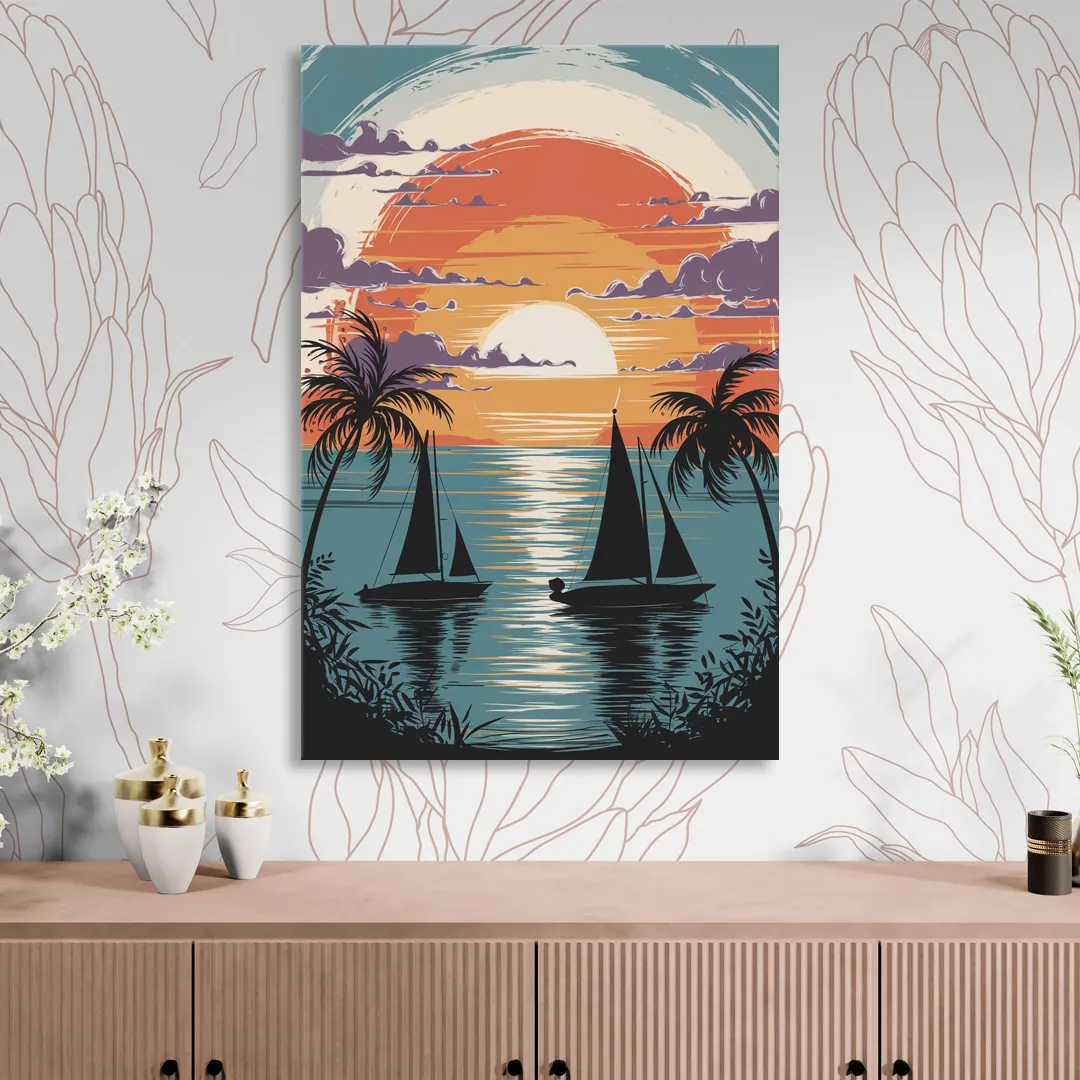 Key West Sunset Over Water Sitting Room - Canvas Wall Art