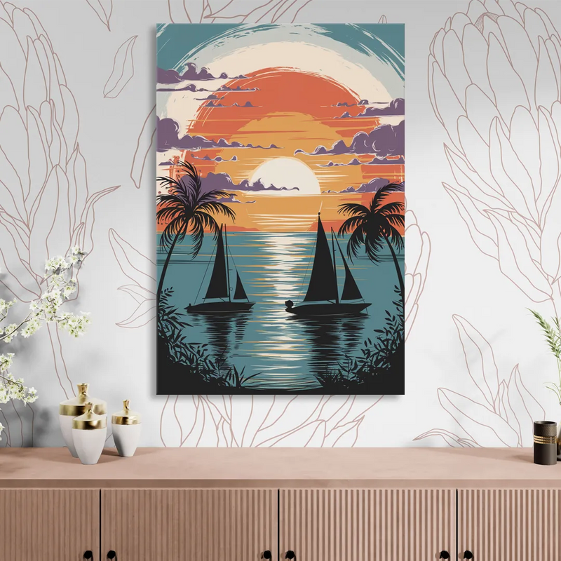 Key West Sunset Over Water Sitting Room - Canvas Wall Art