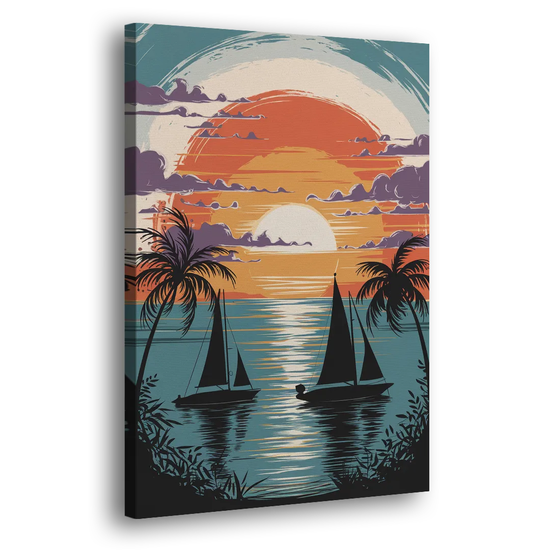 Key West Sunset Over Water Side - Canvas Wall Art