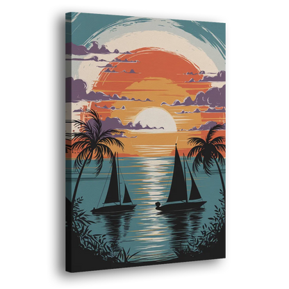 Key West Sunset Over Water Side - Canvas Wall Art