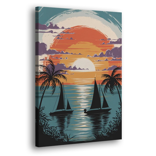 Key West Sunset Over Water Side - Canvas Wall Art