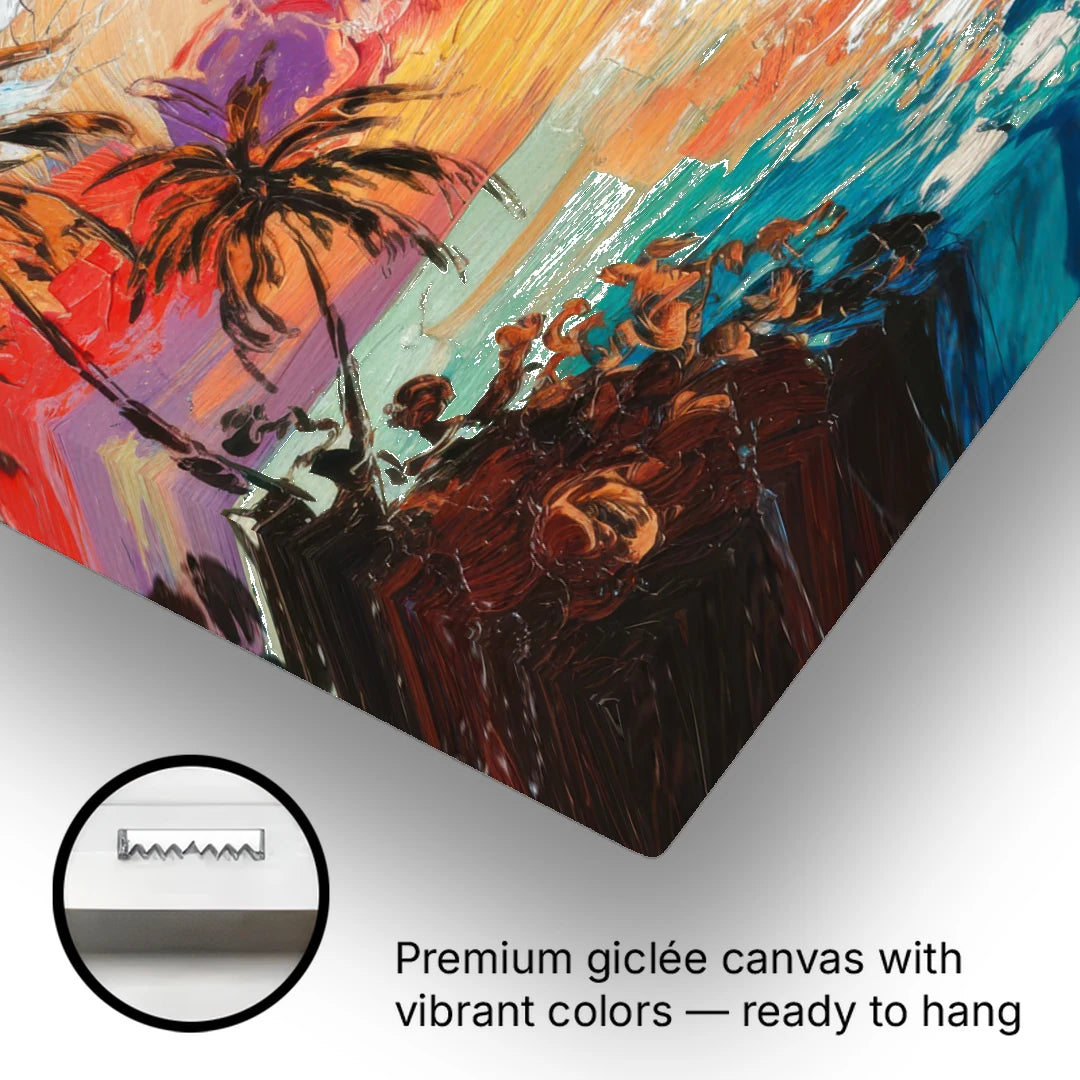 Key West Tropical Sunset - Canvas Wall Art - Gallery Wrap Corner