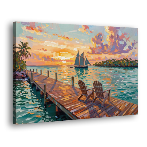 Key West Tropical Sunset - Canvas Wall Art - Side