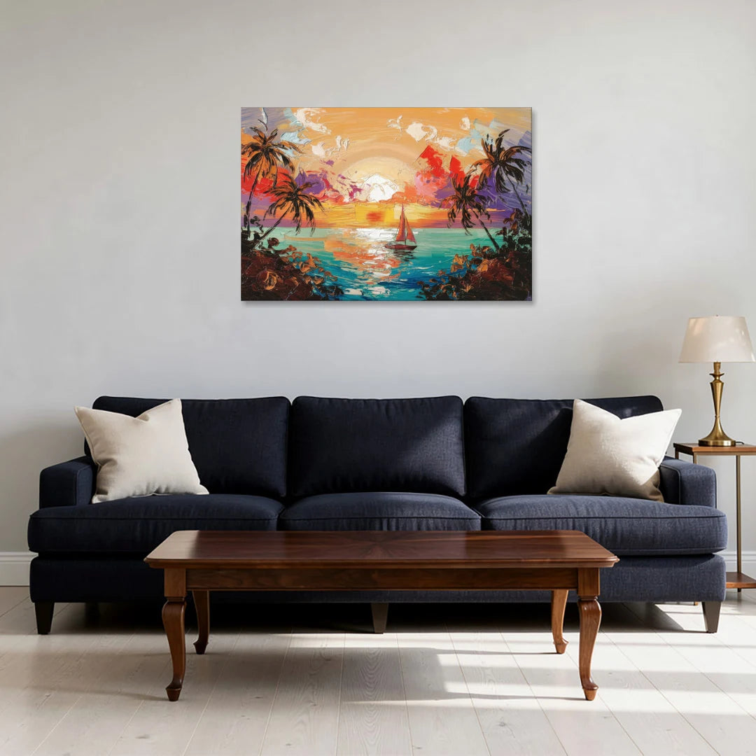 Key West Tropical Sunset - Canvas Wall Art - Sofa - 36x24