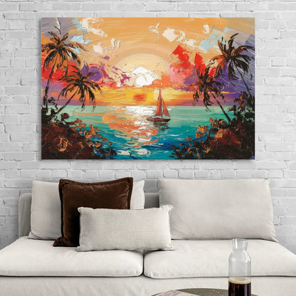 Key West Tropical Sunset Living Room - Canvas Wall Art