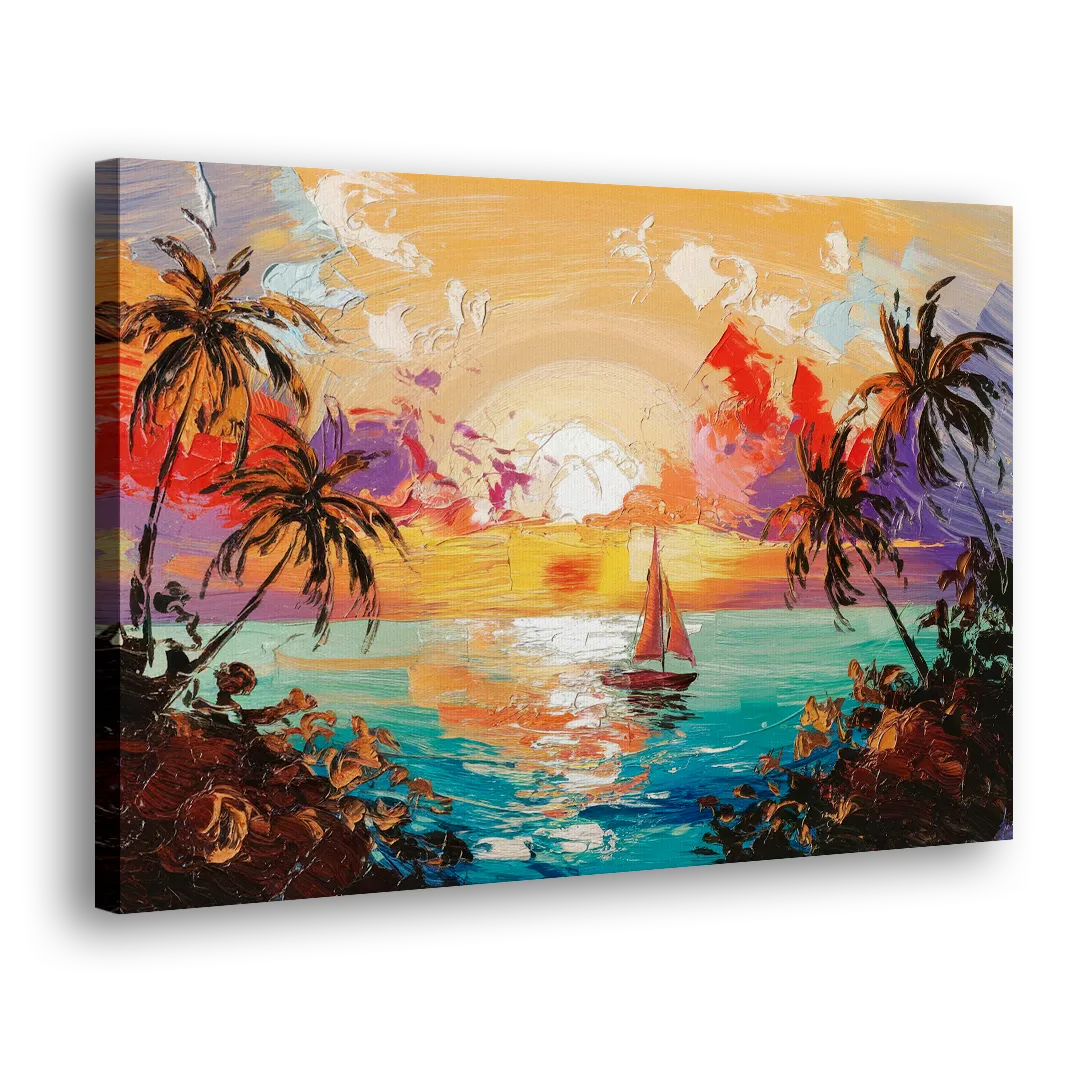 Key West Tropical Sunset Side - Canvas Wall Art