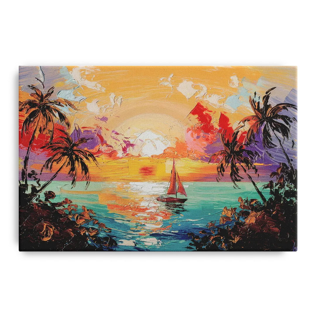 Key West Tropical Sunset Front - Canvas Wall Art
