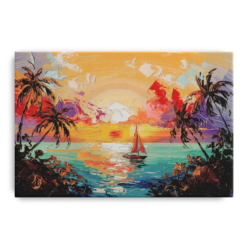 Key West Tropical Sunset Front - Canvas Wall Art