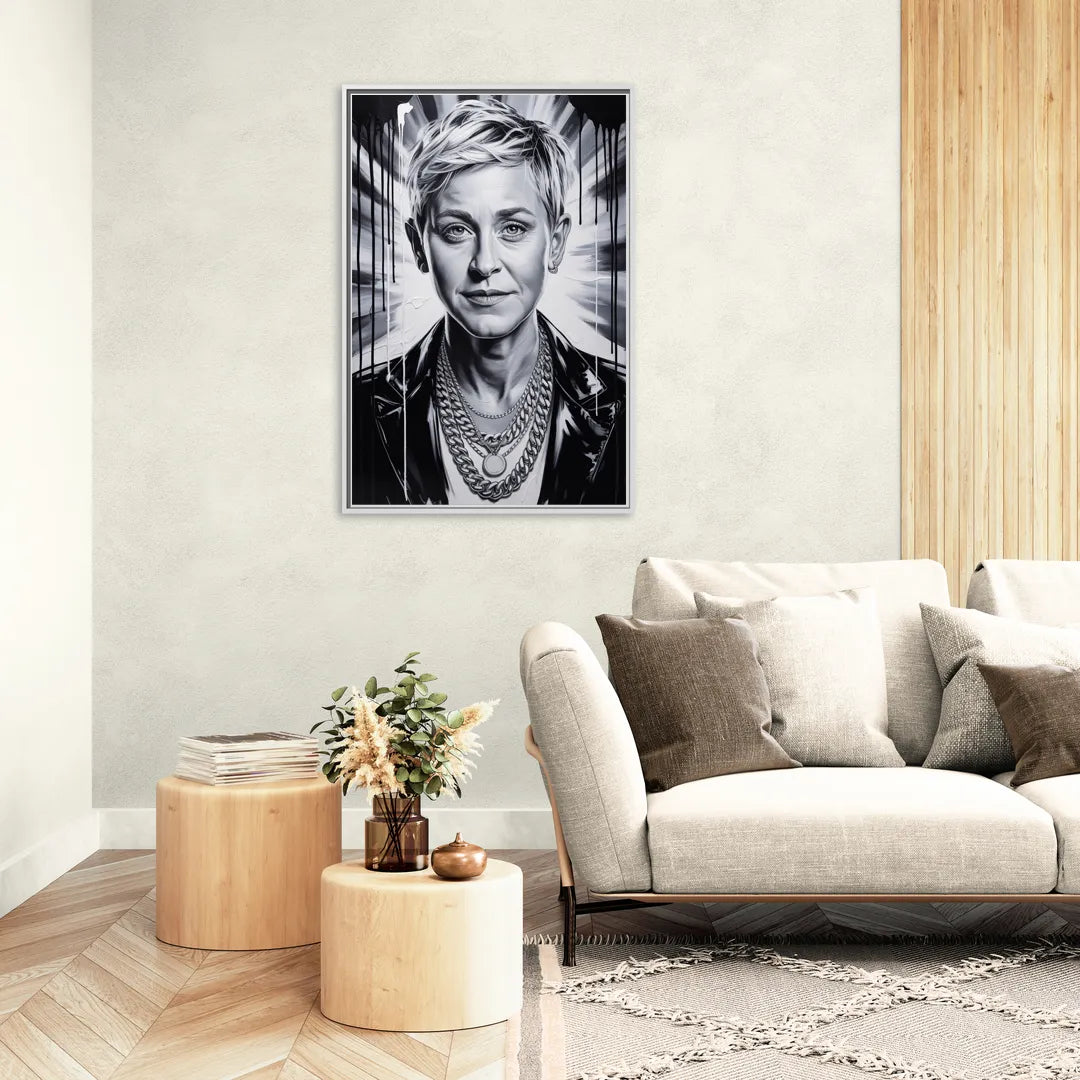 Kind Wave 2.0 - Living Room White Frame Canvas