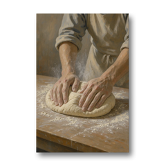 Kitchen Canvas Art of Hands Kneading Bread Dough - Canvas Wall Art - Front