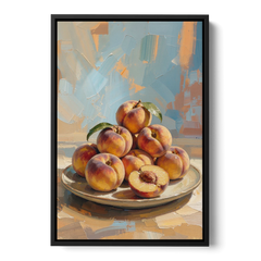 Kitchen Paintings Sunlit Peach Pile - Black Framed Canvas Wall Art - Front