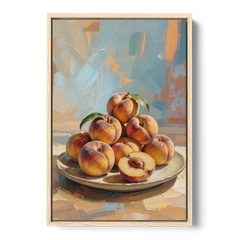 Kitchen Paintings Sunlit Peach Pile - Oak Framed Canvas Wall Art - Front