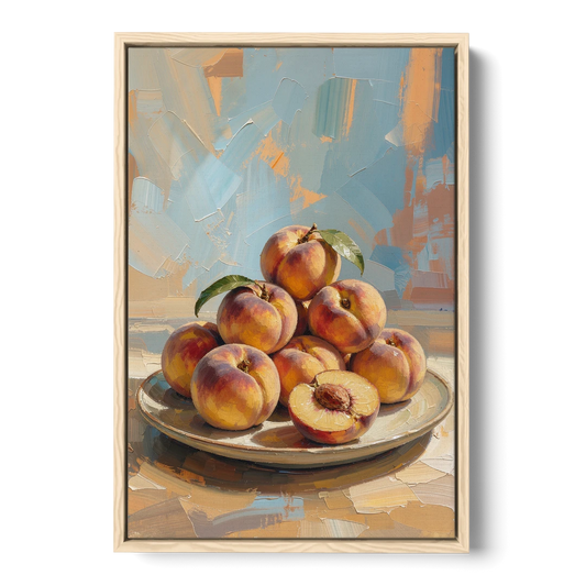 Kitchen Paintings Sunlit Peach Pile - Oak Framed Canvas Wall Art - Front