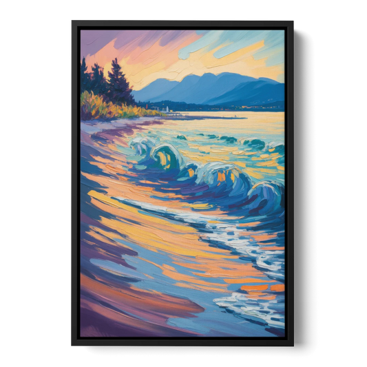 Kitsilano Beach - Black Framed Canvas Wall Art - Front