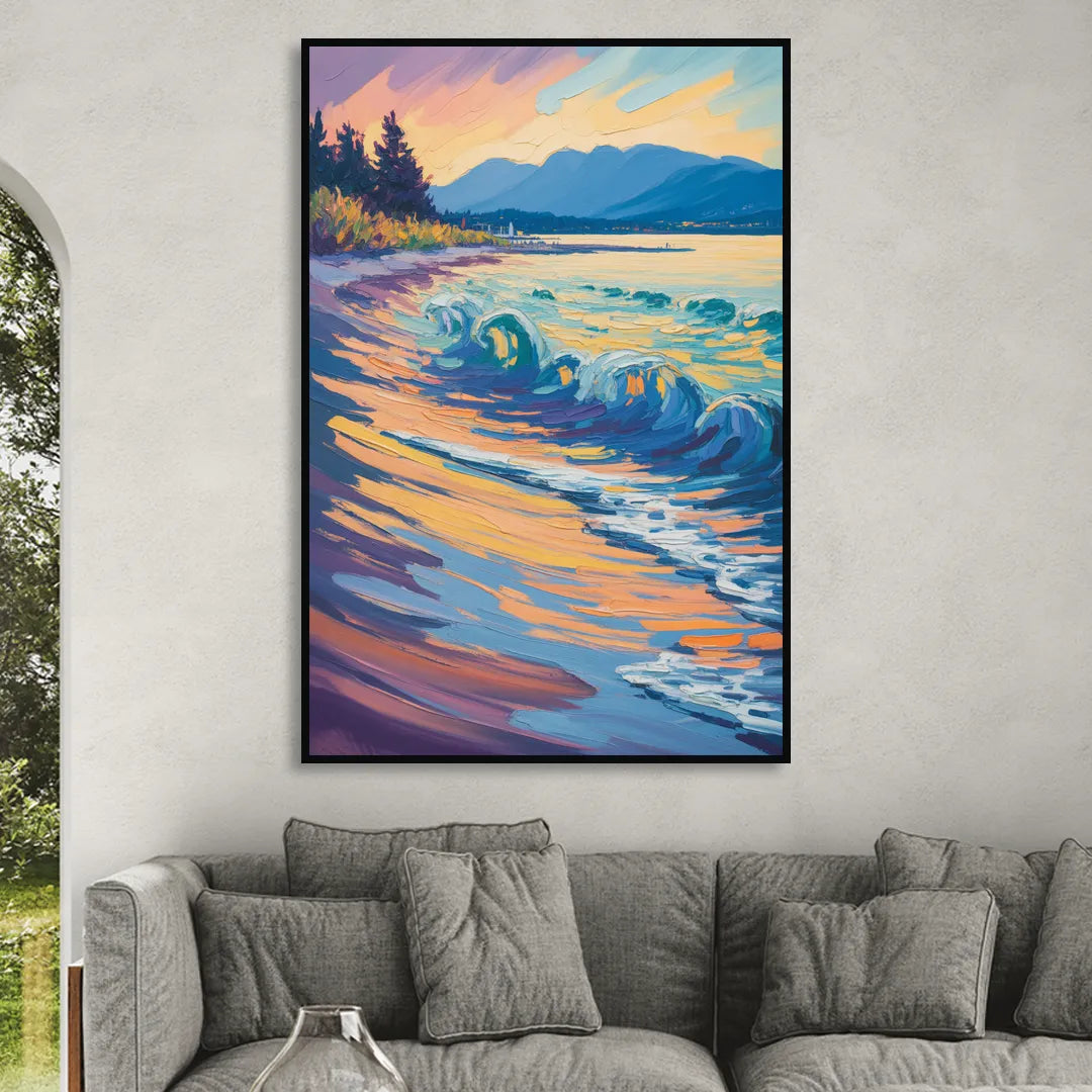 Kitsilano Beach Living Room - Black Canvas Wall Art