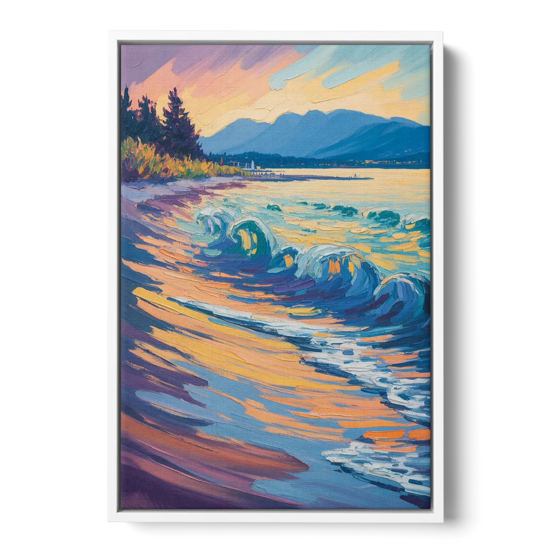 Kitsilano Beach Front - White Canvas Wall Art