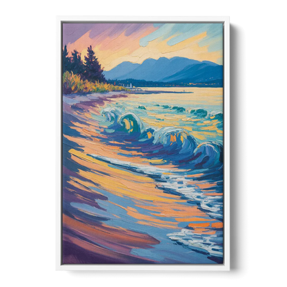 Kitsilano Beach Front - White Canvas Wall Art