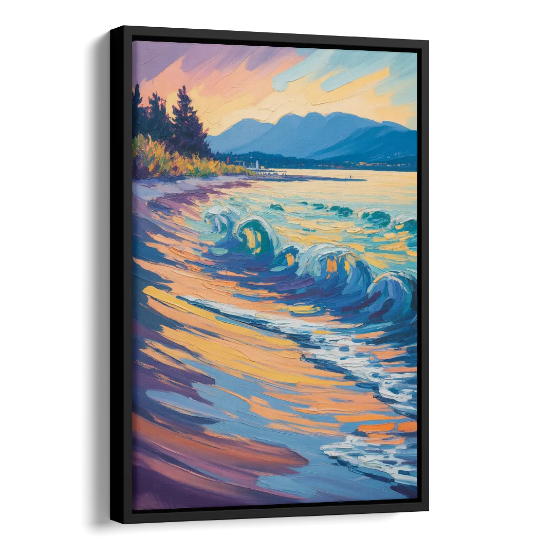 Kitsilano Beach Side - Black Canvas Wall Art