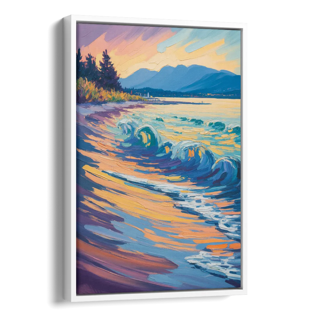 Kitsilano Beach Side - White Canvas Wall Art