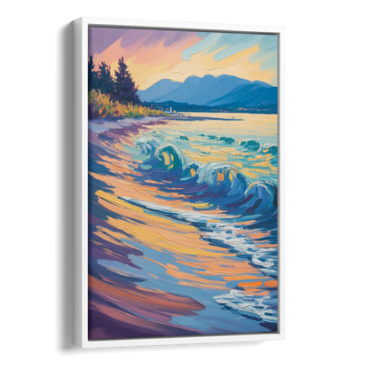 Kitsilano Beach Side - White Canvas Wall Art