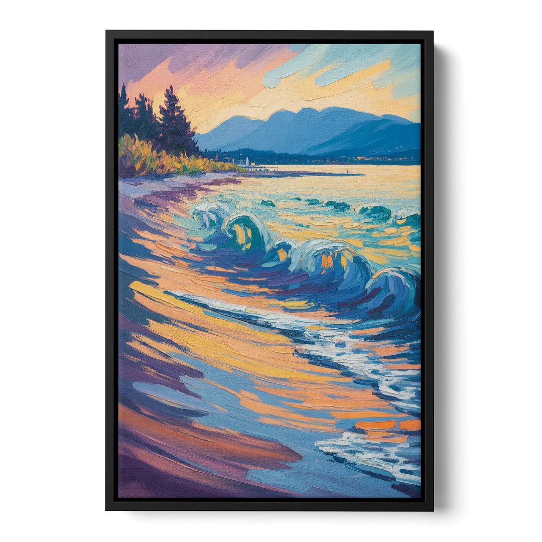 Kitsilano Beach Front - Black Canvas Wall Art