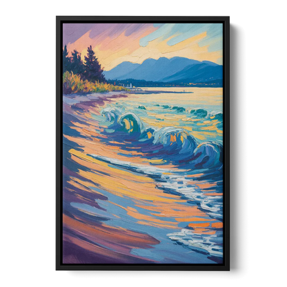 Kitsilano Beach Front - Black Canvas Wall Art