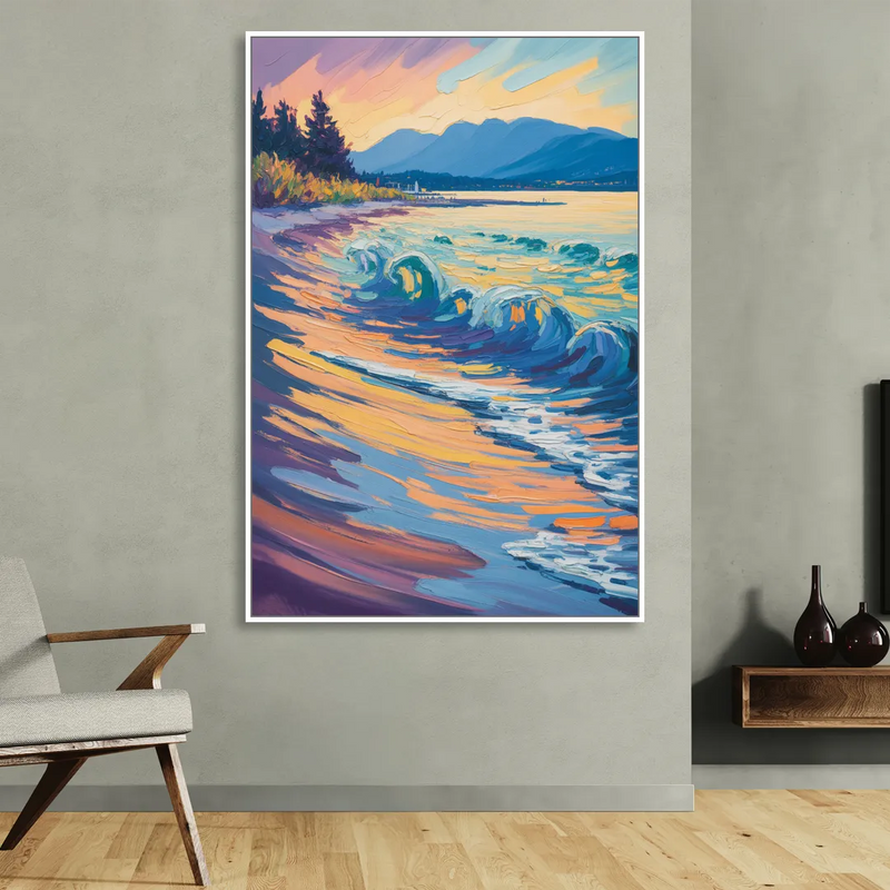 Kitsilano Beach Sitting Room - White Canvas Wall Art