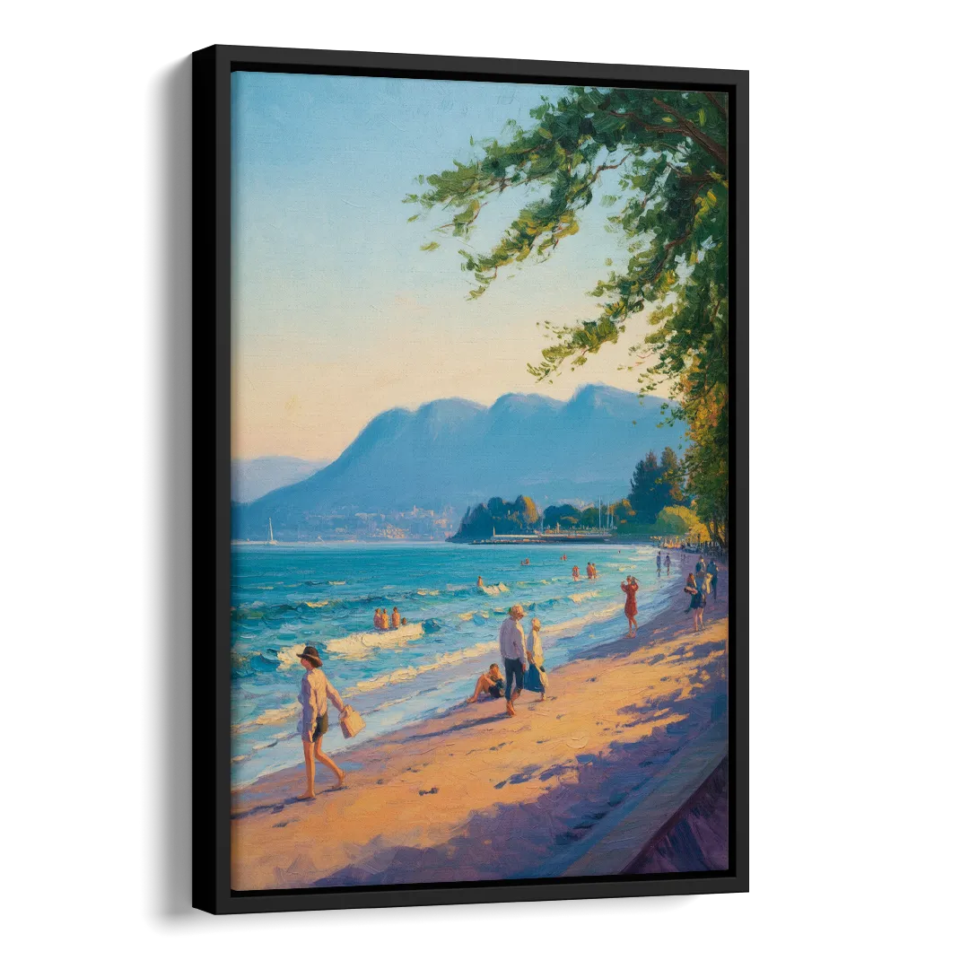 Kitsilano Beach Day Side - Black Canvas Wall Art