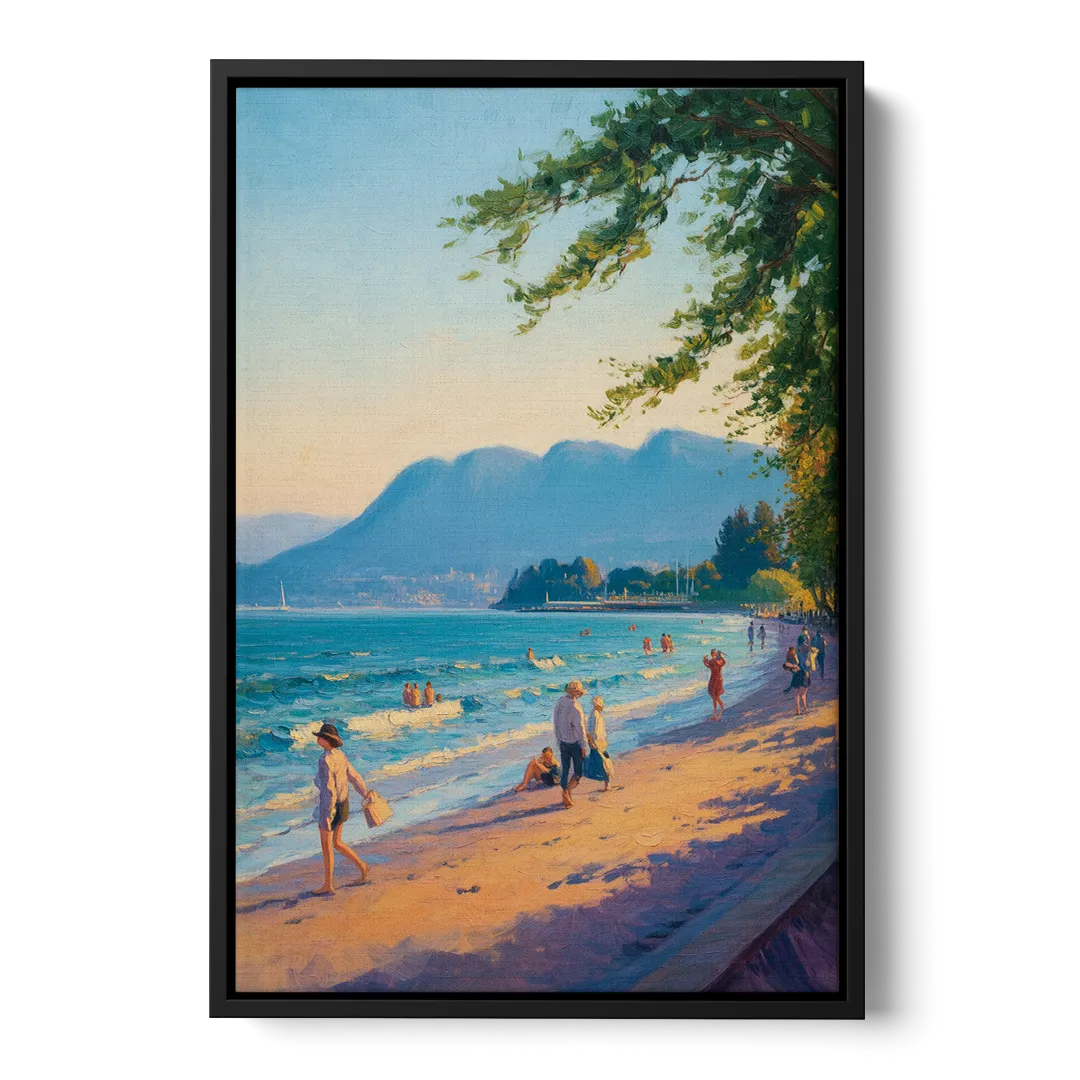 Kitsilano Beach Day Front - Black Canvas Wall Art
