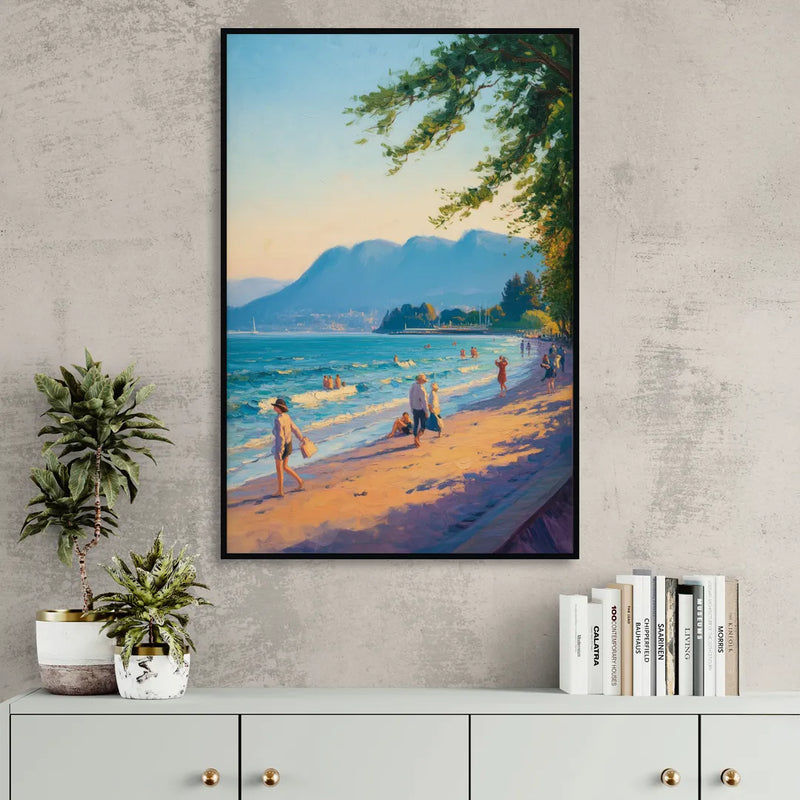 Kitsilano Beach Day Sitting Room - Black Canvas Wall Art