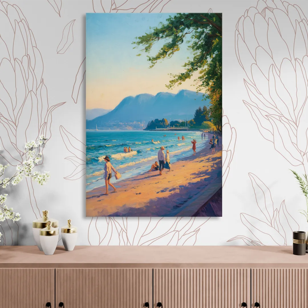 Kitsilano Beach Day Living Room - Canvas Wall Art