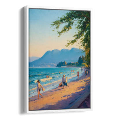Kitsilano Beach Day Side - White Canvas Wall Art