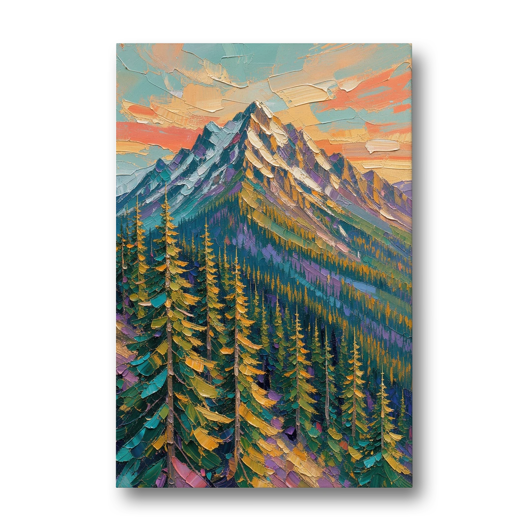 Knife-Laid Pines Below the Peak - Canvas Wall Art - Front