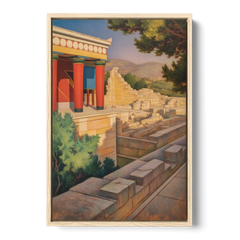 Knossos Palace - Oak Framed Canvas Wall Art - Front