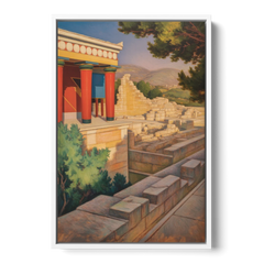 Knossos Palace - White Framed Canvas Wall Art - Front