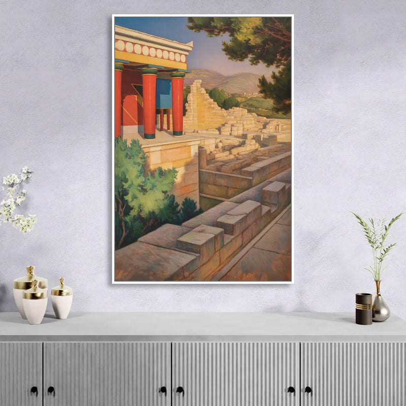 Knossos Palace Sitting Room - White Canvas Wall Art