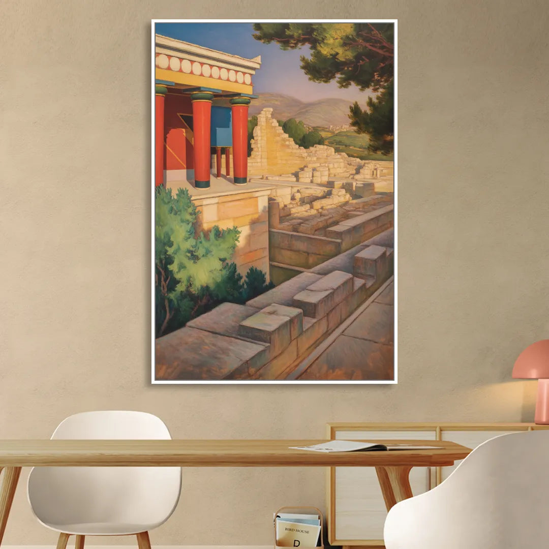 Knossos Palace Living Room - White Canvas Wall Art