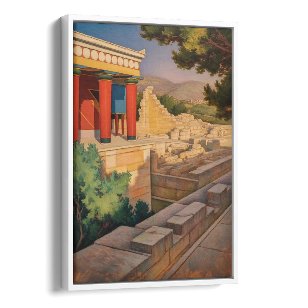 Knossos Palace Side - White Canvas Wall Art