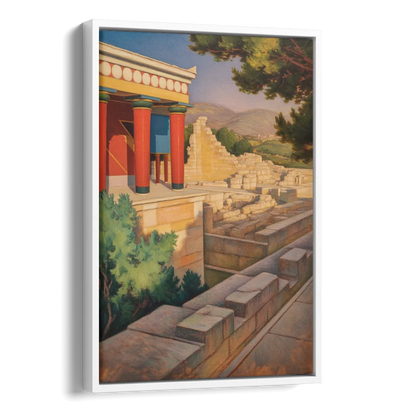 Knossos Palace Side - White Canvas Wall Art