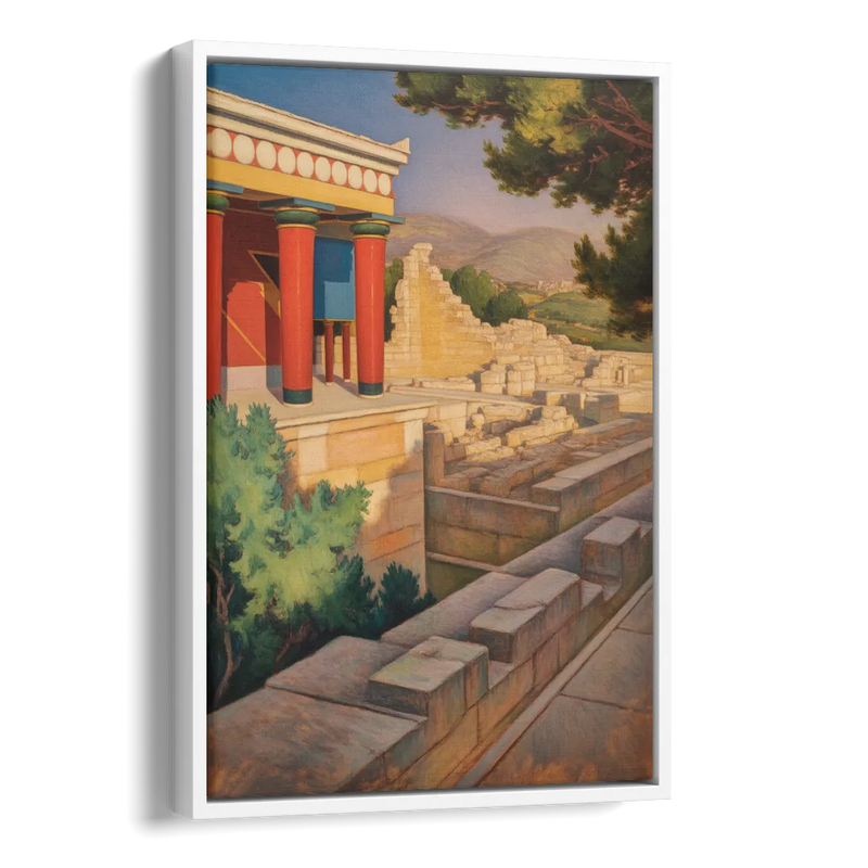 Knossos Palace Side - White Canvas Wall Art