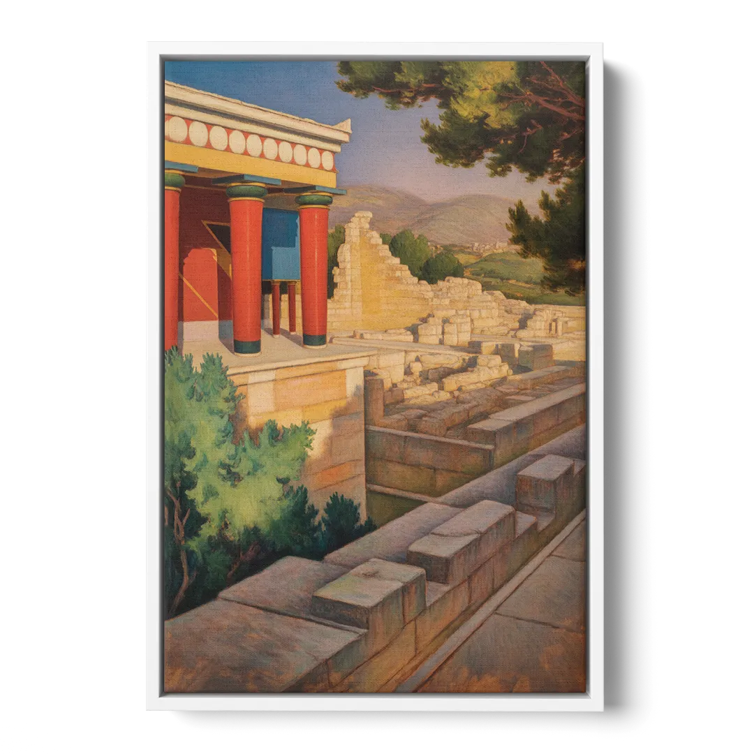 Knossos Palace Front - White Canvas Wall Art