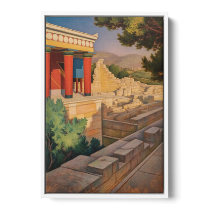 Knossos Palace Front - White Canvas Wall Art
