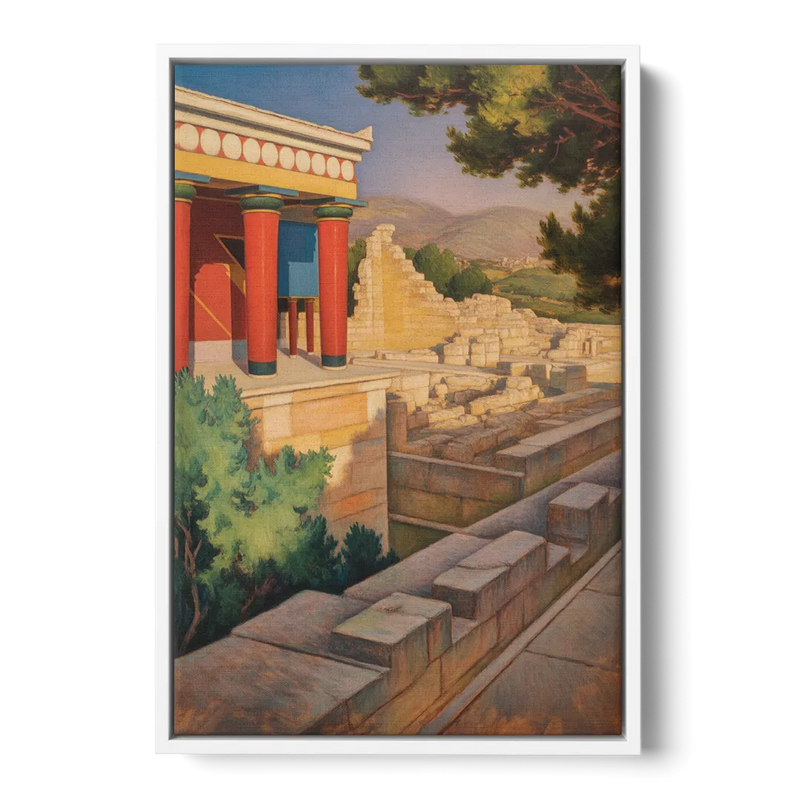 Knossos Palace Front - White Canvas Wall Art