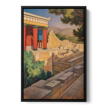 Knossos Palace Front - Black Canvas Wall Art